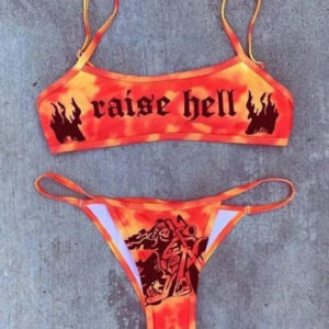 European And American Printed Wild Bikini, Funny Printed Split Swimsuit Women