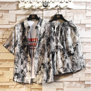 Casual Tie-dye Men's Loose Flower Shirt Suit