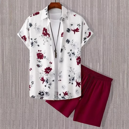 Men's Casual Fashion 3D Digital Printing Short Sleeve Shirt Outfit